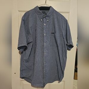 Chaps Navy Blue Checjered Casual Button Down Shirt Classic Fit Sz XL